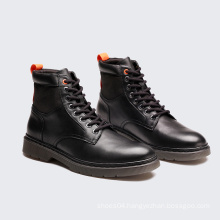 New Style Custom Logo Fashion Flat Laceup Mens Leather Casual Boots